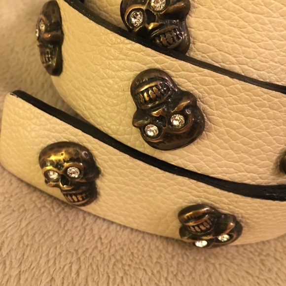 Ronald Pineau Cream Skull Belt - Small